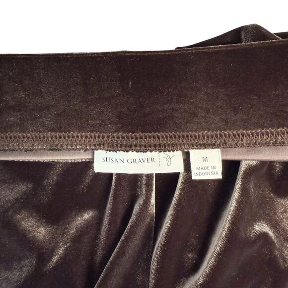Susan Graver M Lounge Velvet Brown Pants Easy Pull-On Relax Fit - Picture 7 of 8